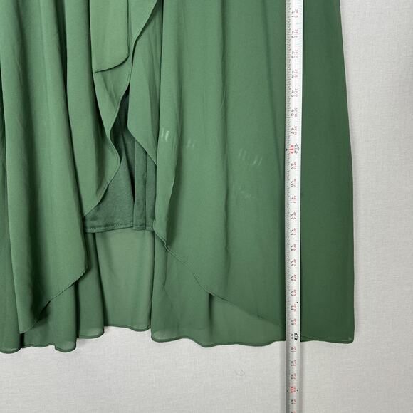 Baltic Born Katya Ruffle Dress Womens XL Green Faux Wrap Maxi Belted Formal - Picture 11 of 15
